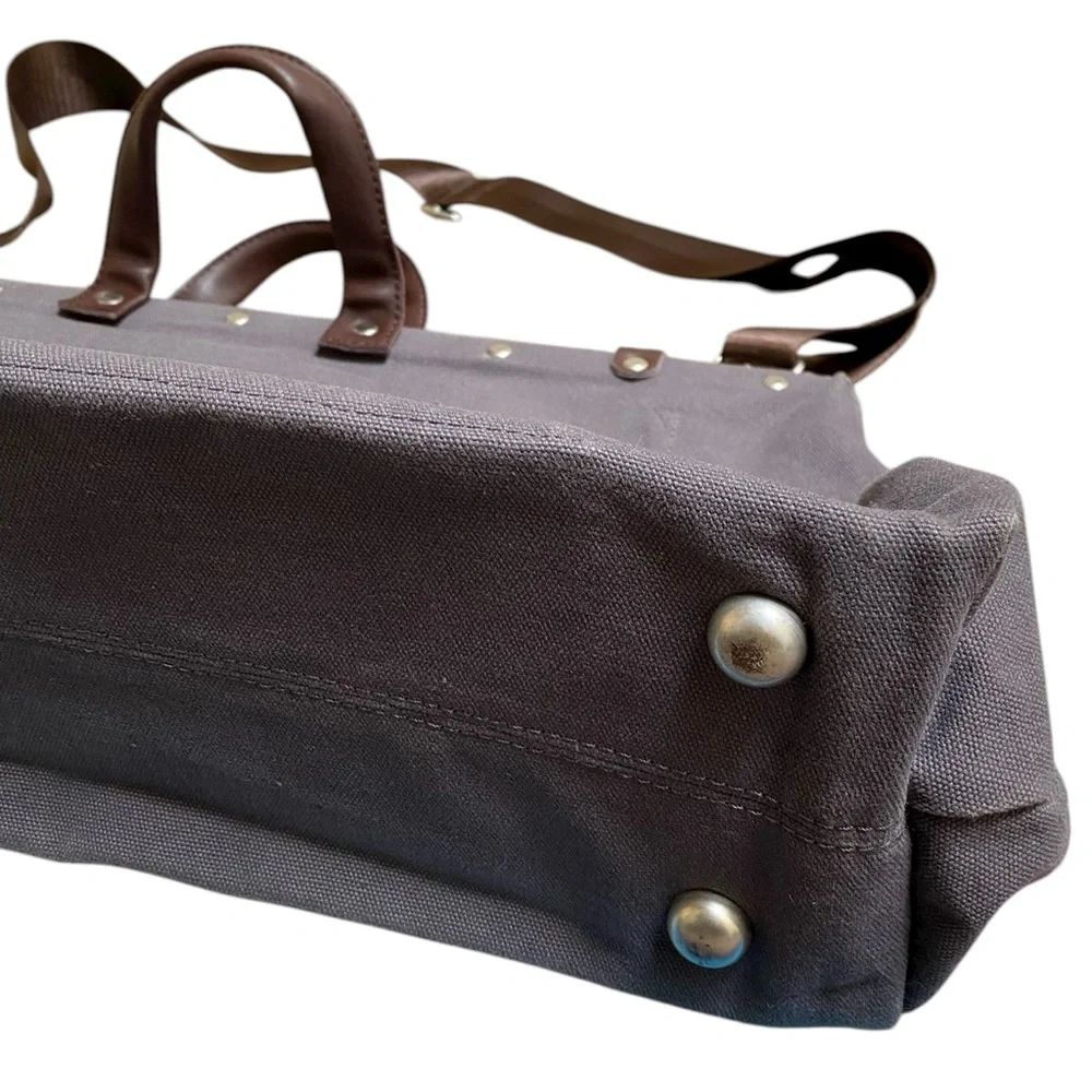Line of Trade No. 0312 Canvas Weekender Duffel Bag Gray Leather Carry On Tote